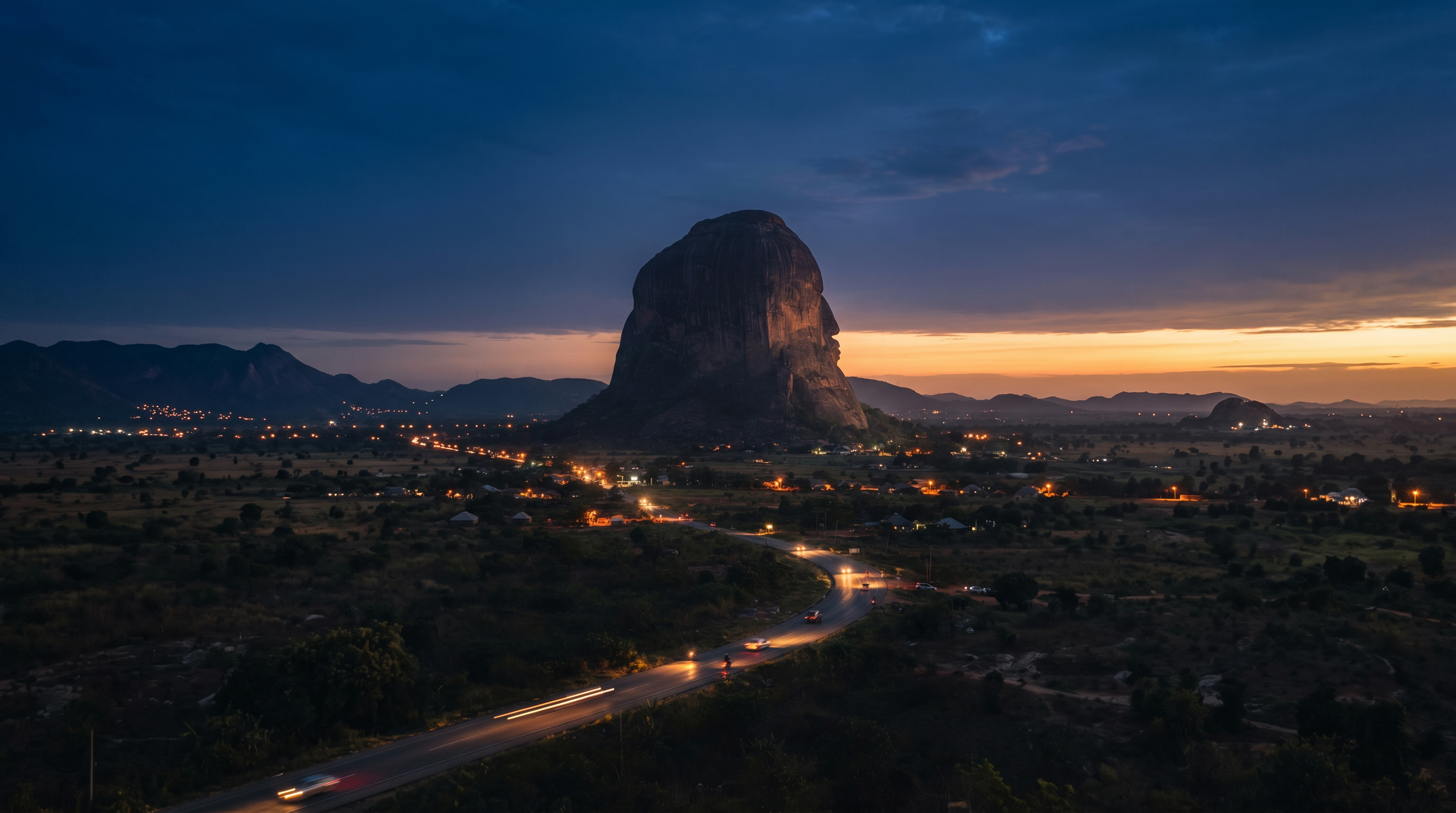 Zuma Rock at dusk