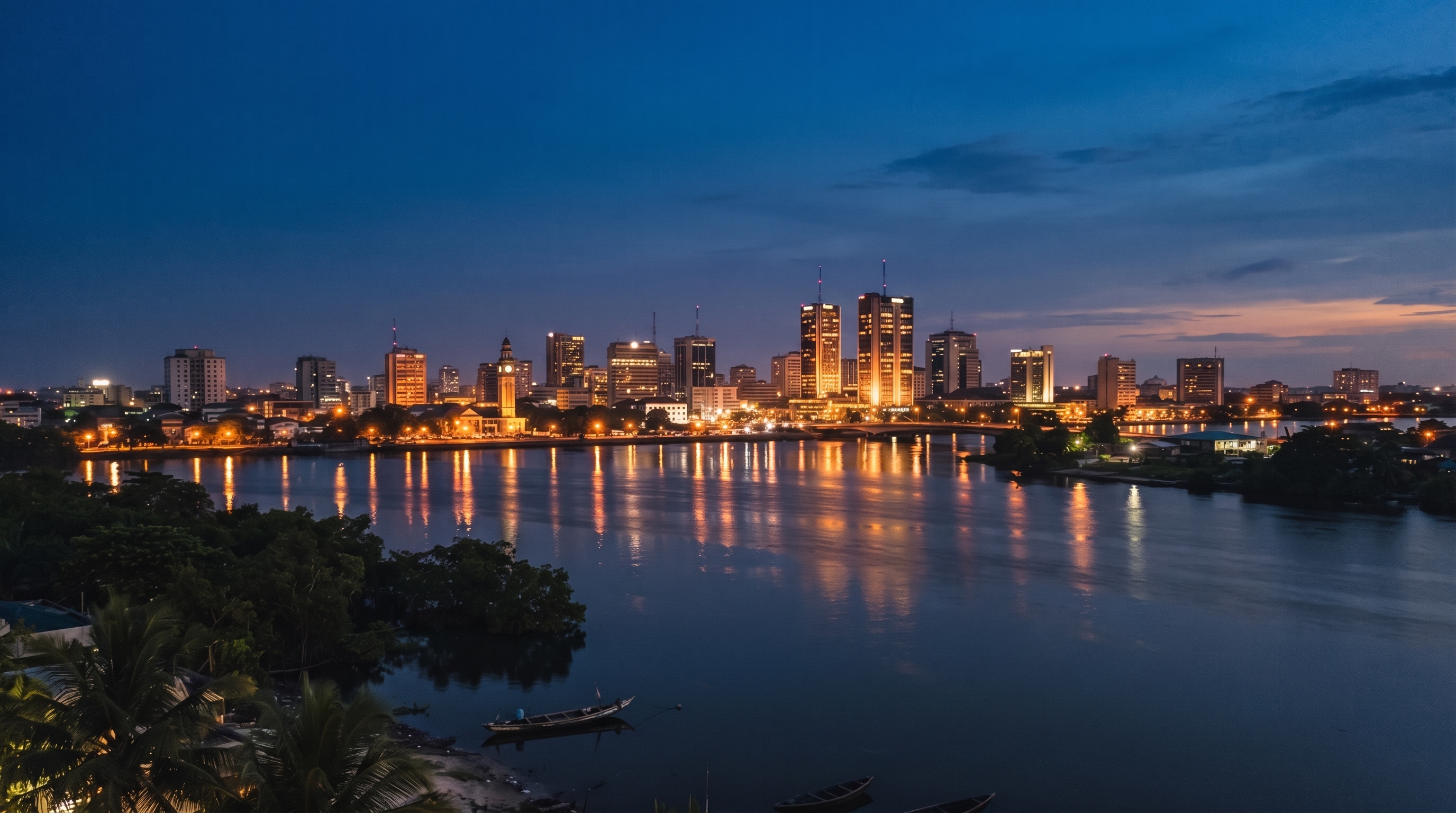 The Port Harcourt waterfront at dusk